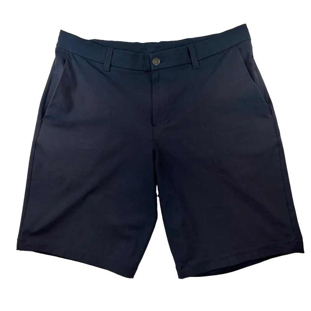 Lululemon Athletica Chino Shorts Mens 34 Blue 11 Inch Microfiber Casual Pockets
